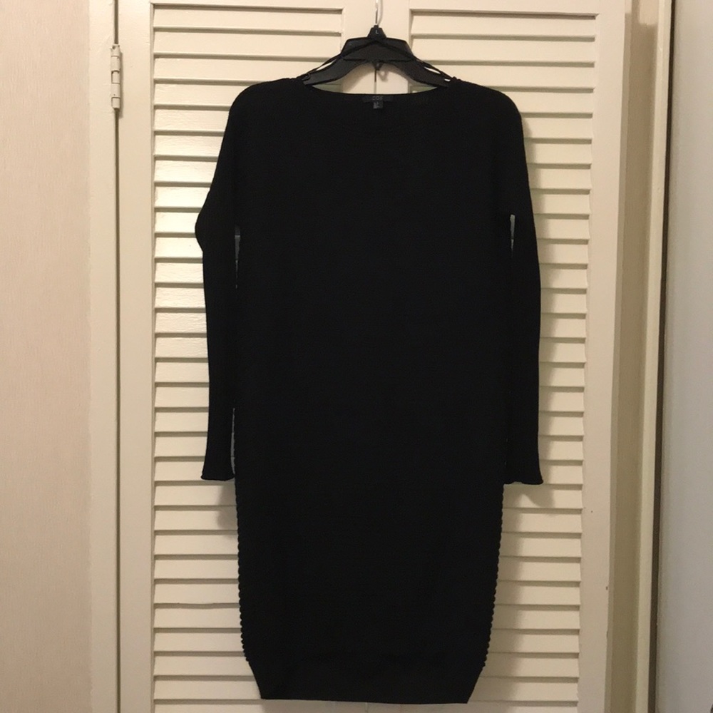 Pure wool ribbed knit black dress - new/never worn